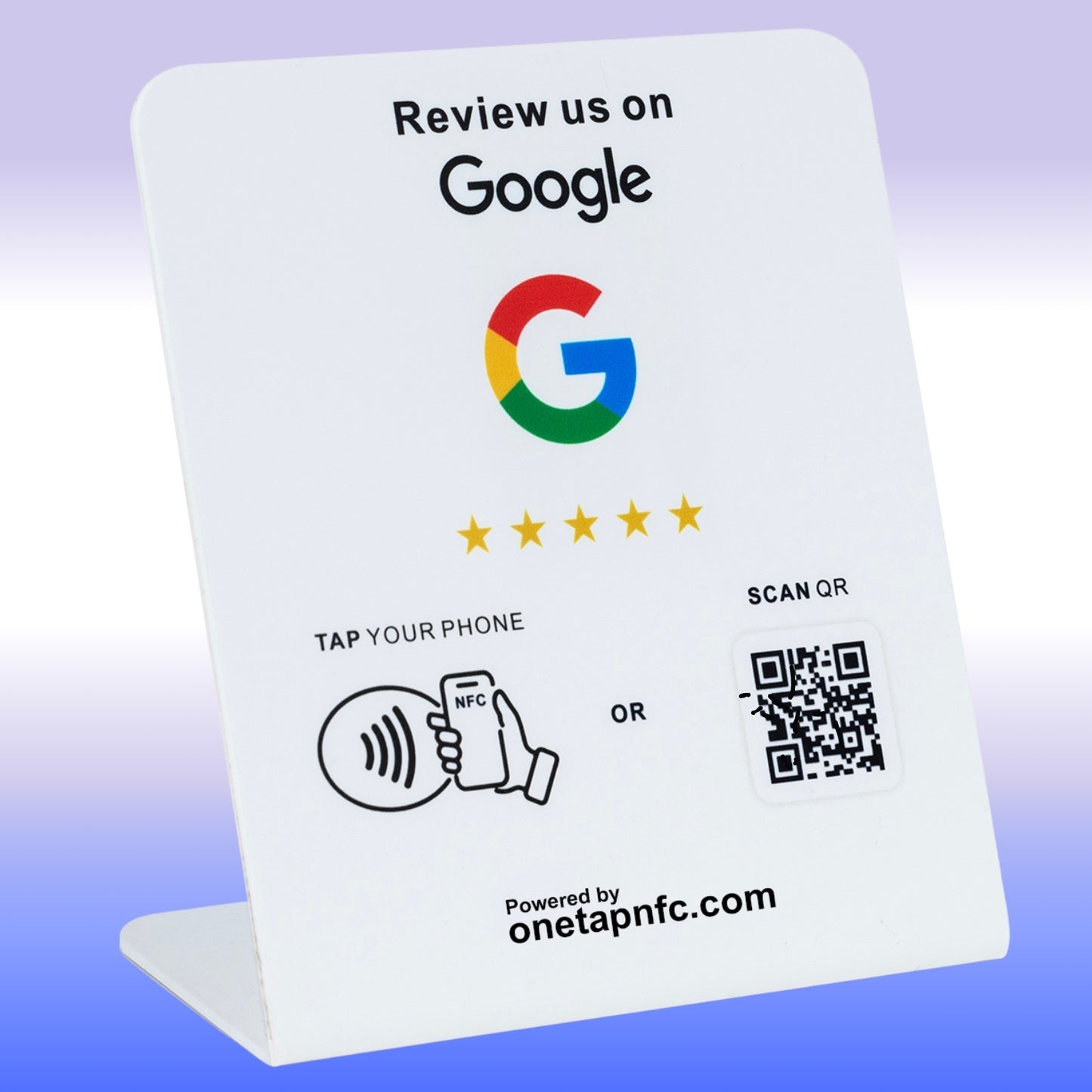 One Tap NFC Review Stand for Business | (2-in-1) Tap + Scan QR Code