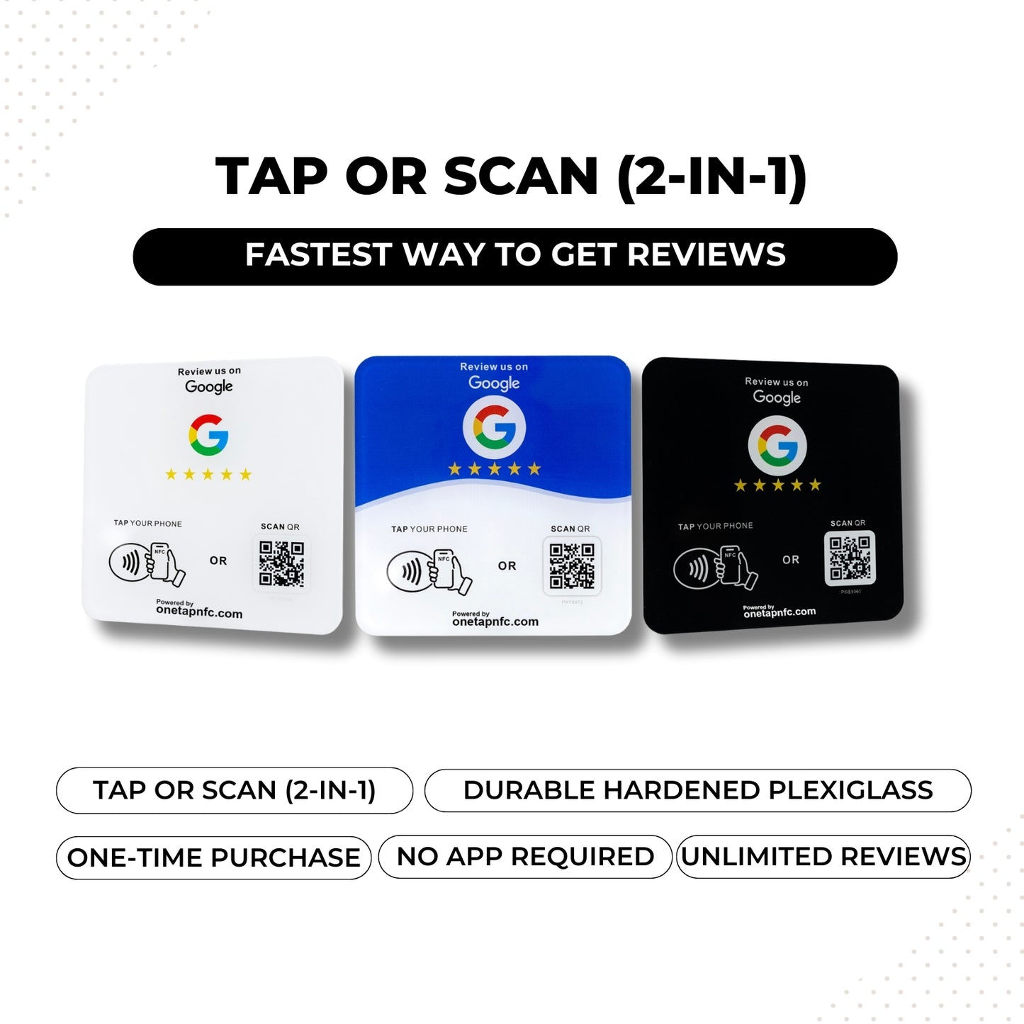 One Tap NFC Review Plate for Business | Tap + Scan QR Code (2-in-1)