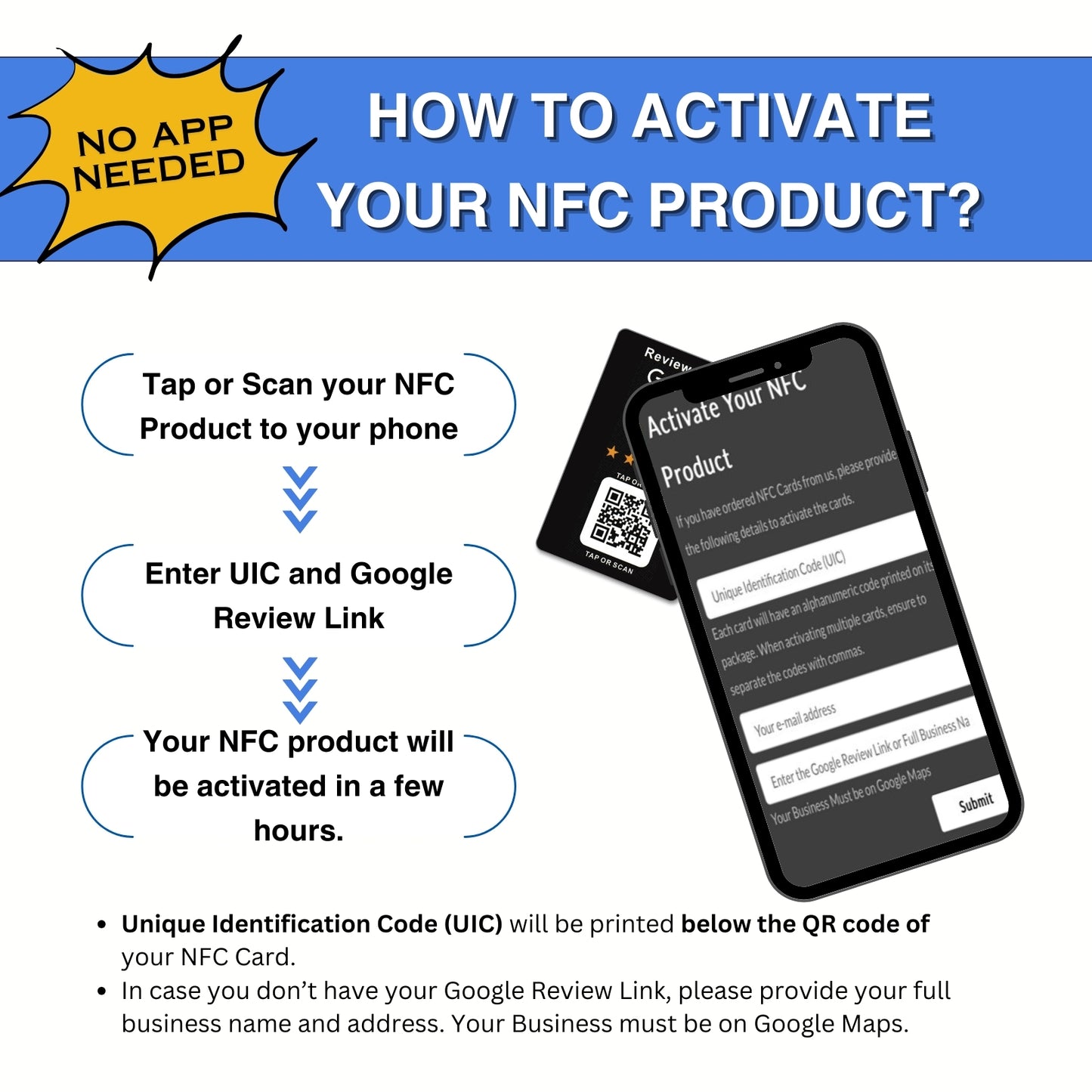 One Tap NFC Review Card | Tap + Scan QR Code (2-in-1)