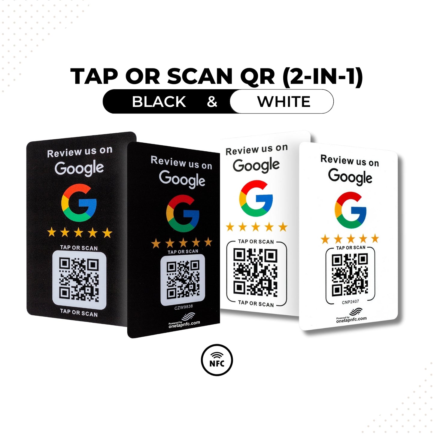 One Tap NFC Review Card | Tap + Scan QR Code (2-in-1)