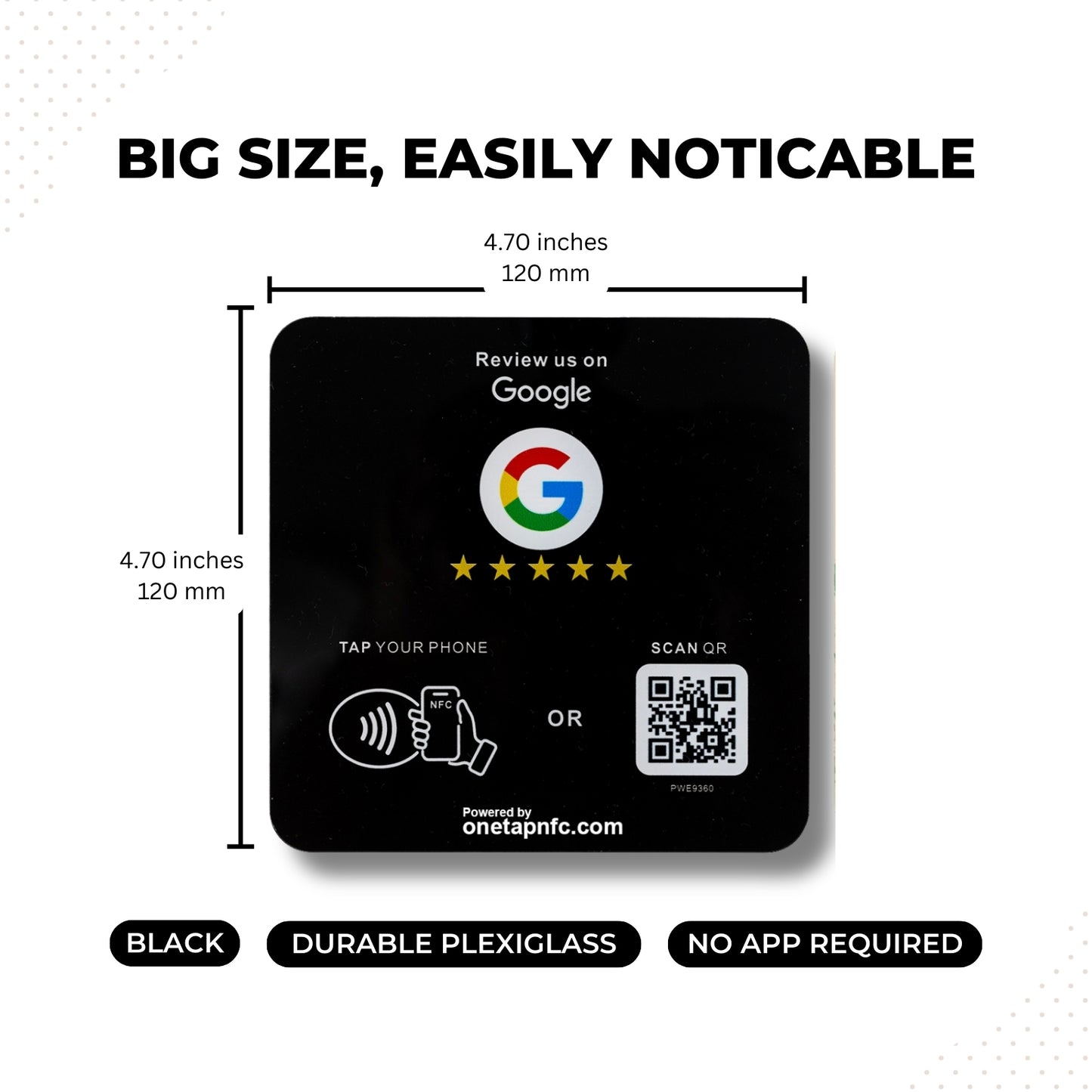 One Tap NFC Review Plate for Business | Tap + Scan QR Code (2-in-1)