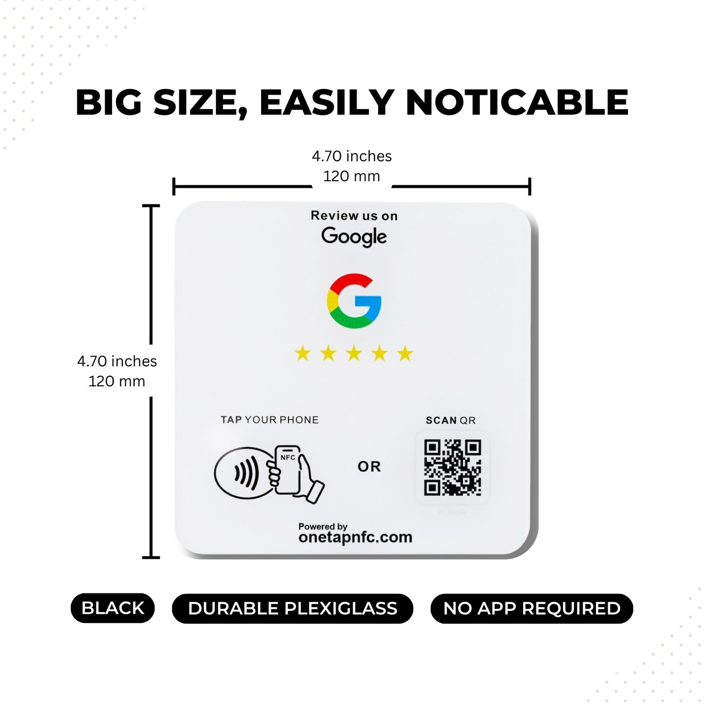 One Tap NFC Review Plate for Business | Tap + Scan QR Code (2-in-1)