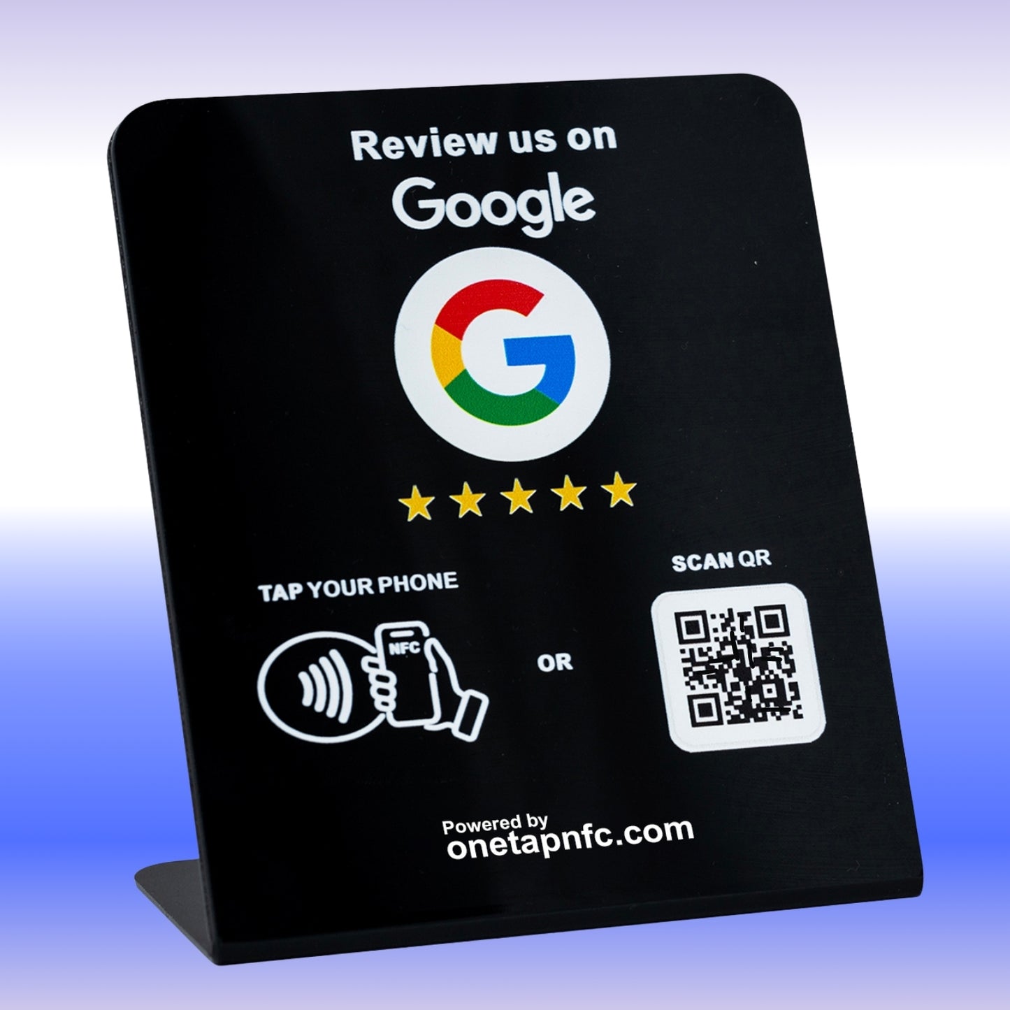 One Tap NFC Review Stand for Business | (2-in-1) Tap + Scan QR Code