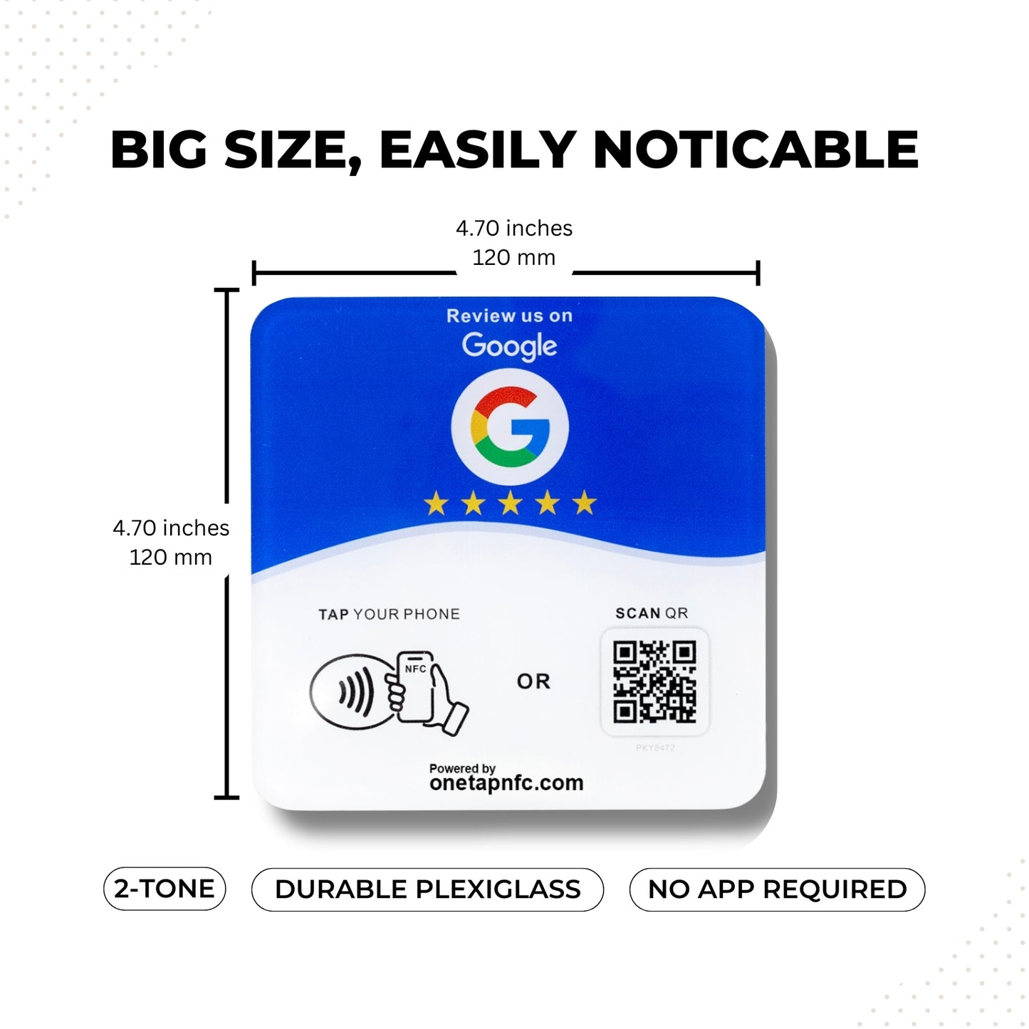 One Tap NFC Review Plate for Business | Tap + Scan QR Code (2-in-1)